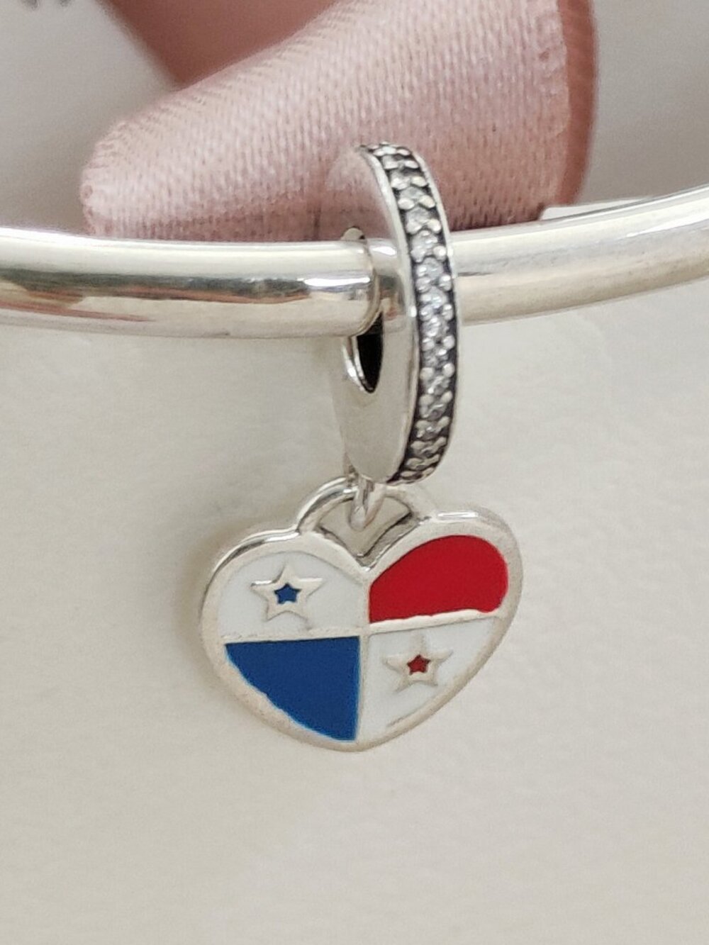 Pandora Panama Heart Flag Dangle Exclusive Charm S925 Silver